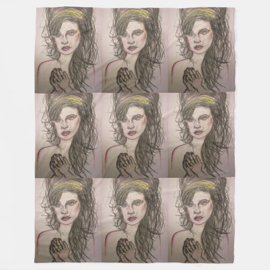 Couverture Polaire fille aux cheveux de ruche priant (Devant)