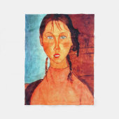 Couverture Polaire Fille aux nattes, Modigliani (Devant)