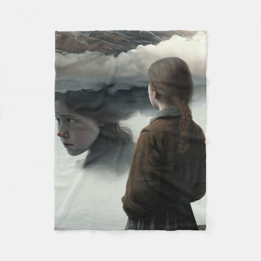 Couverture Polaire Fille avec des nuages (Devant)