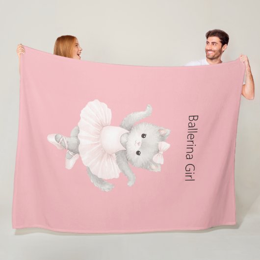 Couverture Polaire Fille ballerine chaton gris (En situation)