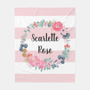 Couverture Polaire Fille-bébé rose pâle personnalisée Wreath