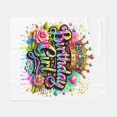 Couverture Polaire Fille d'anniversaire royale colorée (Devant (Horizontal))