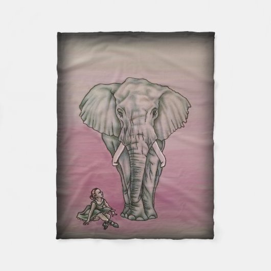 Couverture Polaire Fille de ballerine avec l'éléphant (Devant)