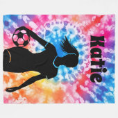 Couverture Polaire Fille de football Personnalisé Cravate-Dye Rainbow (Devant (Horizontal))
