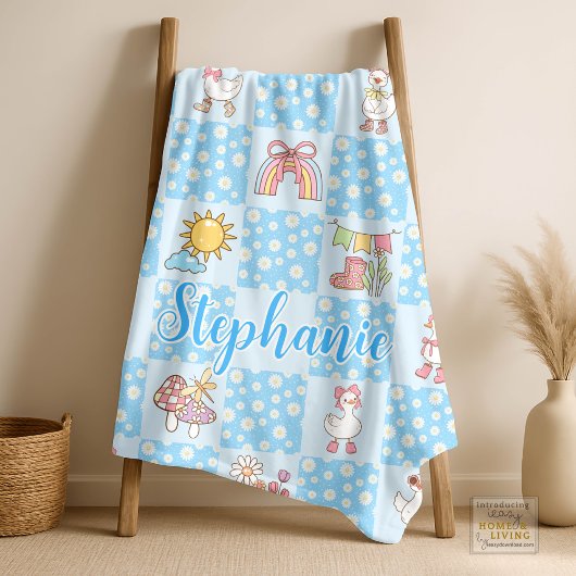 Couverture Polaire Fille de l'oie ridicule Design Bleu