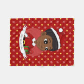 Couverture Polaire Fille de Noël avec un dessin animé afro (Devant (Horizontal))