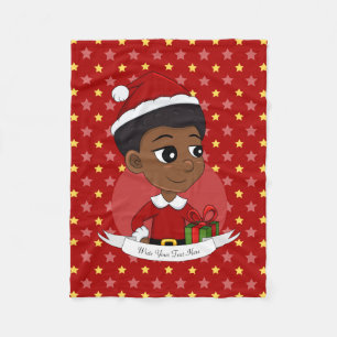Couverture Polaire Fille de Noël avec un dessin animé afro