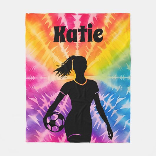 Couverture Polaire Fille de soccer Personnalisée Cravate-Dye Rainbow (Devant)