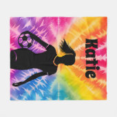 Couverture Polaire Fille de soccer Personnalisée Cravate-Dye Rainbow (Devant (Horizontal))