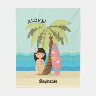 Couverture Polaire Fille de surfer hawaïenne