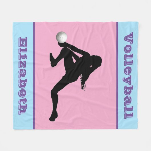 Couverture Polaire Fille de volley-ball rose, bleu, violet (Devant (Horizontal))