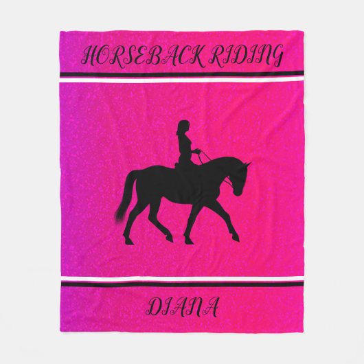COUVERTURE POLAIRE FILLE D'ÉQUITATION PERSONNALISÉE EN ROSE & NOIR (Devant)