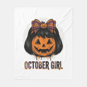 Couverture Polaire Fille d'octobre Citrouille Arc Halloween Vecteur C