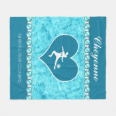 Couverture Polaire Fille du football de turquoise avec le nom et le (Devant (Horizontal))