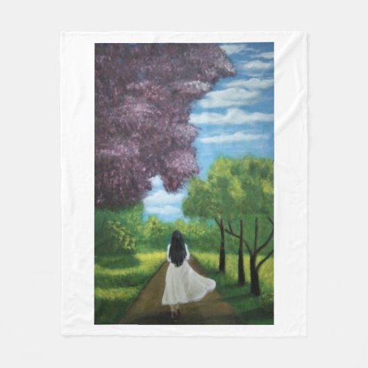 Couverture Polaire Fille en robe blanche (Devant)