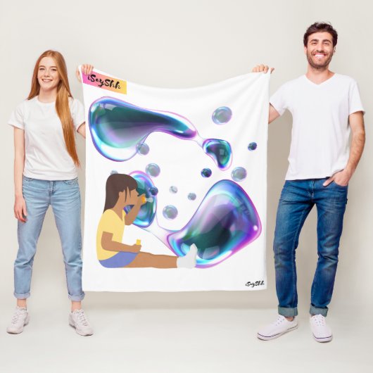 Couverture Polaire fille faire bulle de savon (En situation)