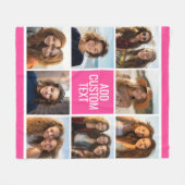Couverture Polaire Fille Hot Rose 8 Carré Photo Collage Monogramme (Devant (Horizontal))