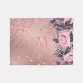Couverture Polaire Fille jamais ROSEGOLD Bleu rose Floral MONOGRAS (Devant (Horizontal))