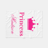 Couverture Polaire Fille Joli Blanc & Rose Hot Princess Nom de la Cou (Devant (Horizontal))