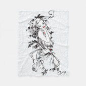 Couverture Polaire Fille Monogrammée Avec Lèvres Rouges (Devant)