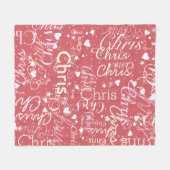 Couverture Polaire Fille Nom Fille Pamplemousse rose personnalisée (Devant (Horizontal))