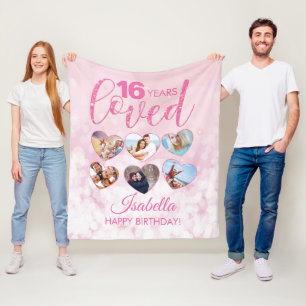 Couverture Polaire Fille Parties scintillant rose 16e anniversaire Ph