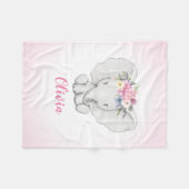 Couverture Polaire Fille personnalisée par éléphant floral (Devant (Horizontal))