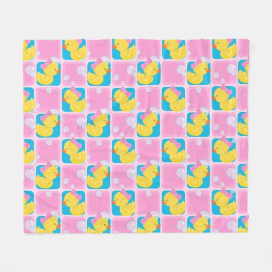 Couverture Polaire Fille rose Aquarelle Canard en caoutchouc Moyenne (Devant (Horizontal))