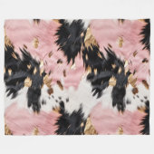 Couverture Polaire Fille Rose Black Gold Cowgirl Cowhide (Devant (Horizontal))