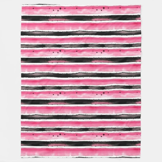 Couverture Polaire Fille rose blanc rayures noires (Devant)