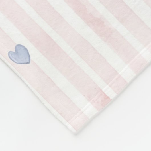 Couverture Polaire Fille Rose Bleu Coeurs Rayures (Coin)