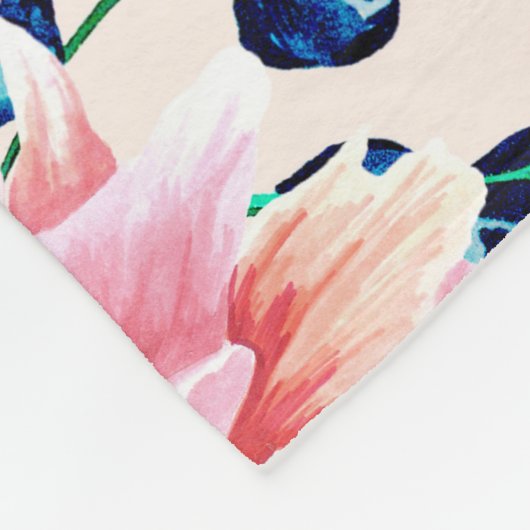 Couverture Polaire Fille Rose Marine Bleu Pays Fleurs Peintes (Coin)