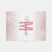 Couverture Polaire Fille Rose Or Moderne Chic Monogramme Élégant (Devant (Horizontal))