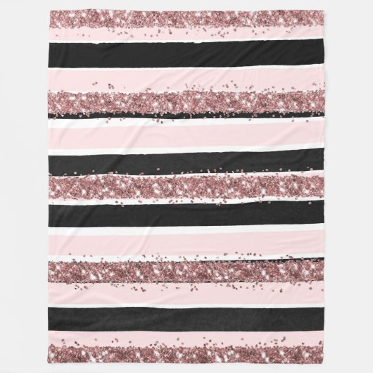 Couverture Polaire Fille Rose or rose noir Parties scintillant rayure (Devant)