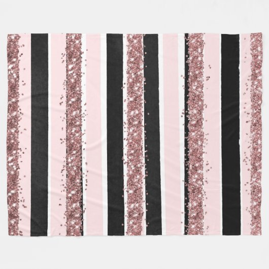 Couverture Polaire Fille Rose or rose noir Parties scintillant rayure (Devant (Horizontal))