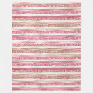 Couverture Polaire Fille rose perle Parties scintillant rayures