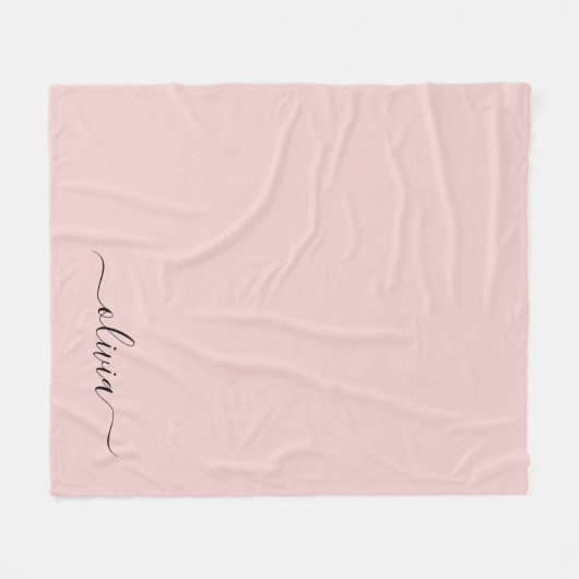 Couverture Polaire Fille rose rousse Vierge Script Monogramme Nom Mod (Devant (Horizontal))