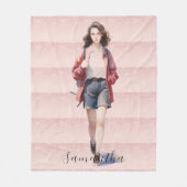 Couverture Polaire Fille rose vif personnalisée (Devant)