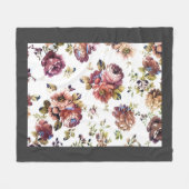 Couverture Polaire Fille Shabby Chic Florales Gris Bordure (Devant (Horizontal))