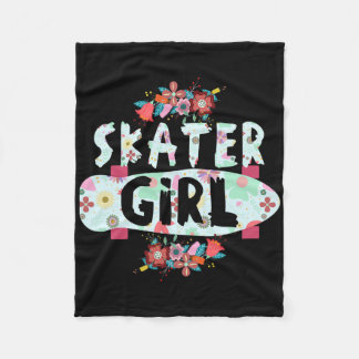 Couverture Polaire Fille Skateur Planche à Roulettes Florale Pour Fil