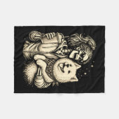 Couverture Polaire Fille squelette serrant Samoyède Mignon Café Gothi (Devant (Horizontal))