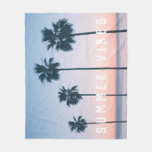 Couverture Polaire Fille tropicale rose et bleu Palm Tree coucher de  (Devant)