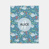 Couverture Polaire Filles à la mode Narwhal Motif Monogramme et nom E (Devant)