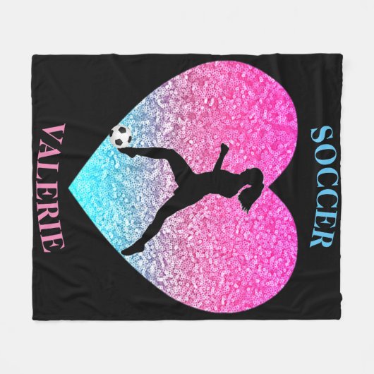 Couverture Polaire Filles Aimer Soccer Noir Custom Fleece Blanket (Devant (Horizontal))