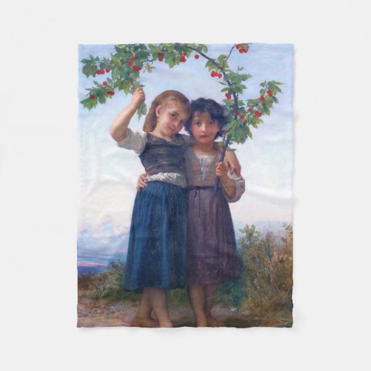 Couverture Polaire Filles avec la Branche Cerise, Bouguereau (Devant)