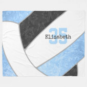 Couverture Polaire filles bleu clair noir volleyball nom personnalisé (Devant (Horizontal))