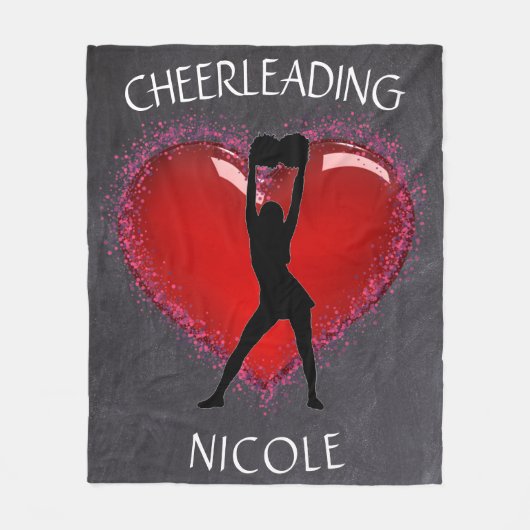 Couverture Polaire Filles Cheer Chalkboard Coeur avec/ Nom personnali (Devant)