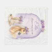 Couverture Polaire Filles Cheval Floral Violet (Devant (Horizontal))