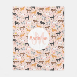 Couverture Polaire Filles Cheval Rose Licorne Arc-en-ciel Enfants