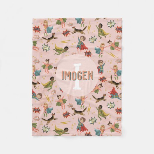 Couverture Polaire Filles Cool Pink Superhero Enfants (Devant)